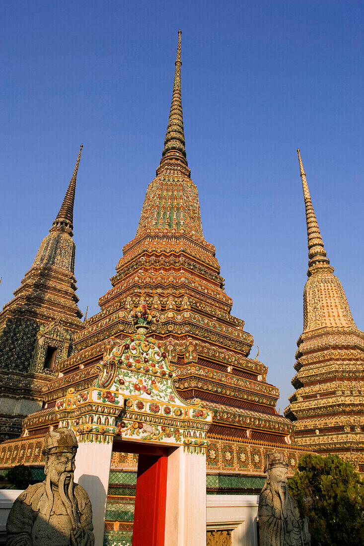 Pagodas at Wat Pho, The Temple of the Reclining Buddha, the largest and oldest wat in Bangkok, Bangkok, Thailand