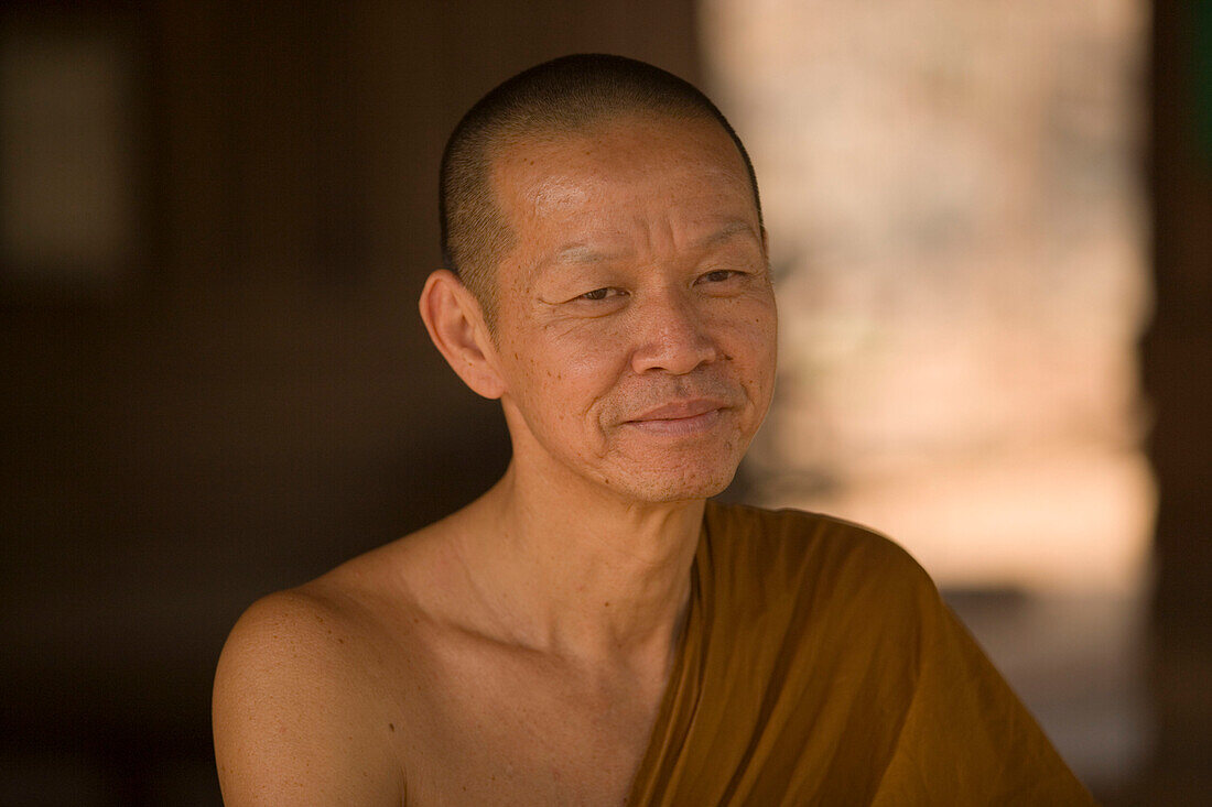 Portrait of a Buddhist monk, Wat Pa Luangta Bua Yannasampanno Forest Monastery, Tiger Temple, Kanchanaburi, Thailand