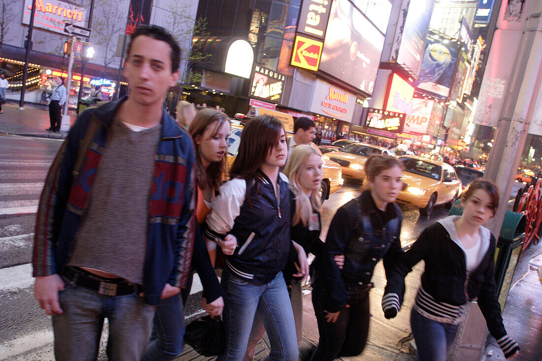 Young people, Shopping, Rush hour, Times Square, Manhattan, New York City, New York, United States of America, U.S.A.