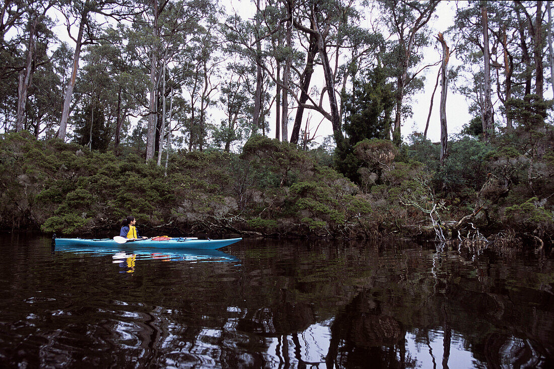 Kayaking on Ansons River, Bay of Fires Walk, Tasmania, Australia