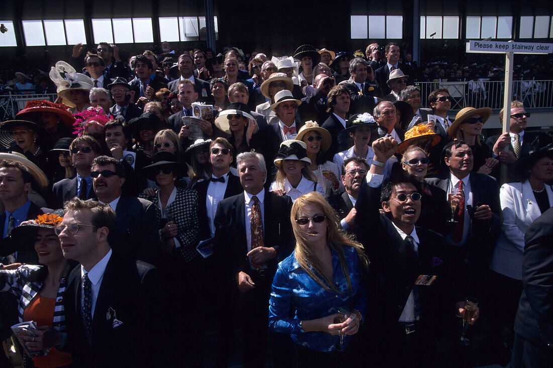 Spectator Excitement at Melbourne Cup Horse Races, Flemington Racecourse, Melbourne, Victoria, Australia