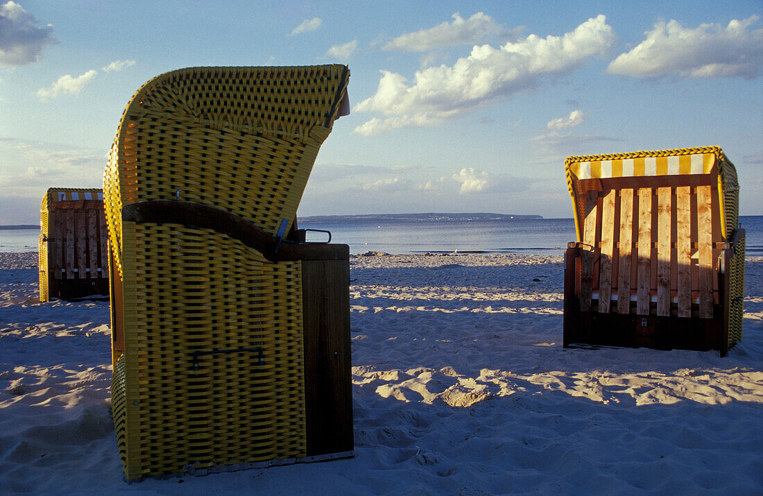 Beach chairs on the beach at Binz, Rügen Island, Mecklenburg-Pomerania, Germany, Europe
