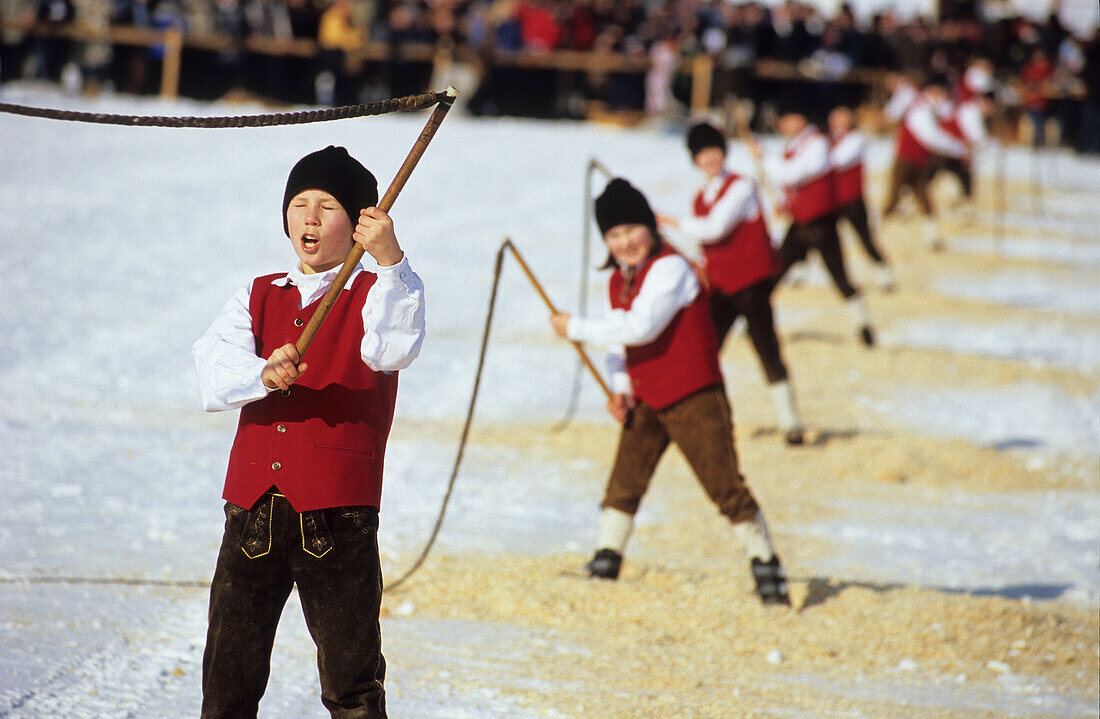 Children cracking whips, Folklore show, Wals-Siezenheim, Salzburg, Austria