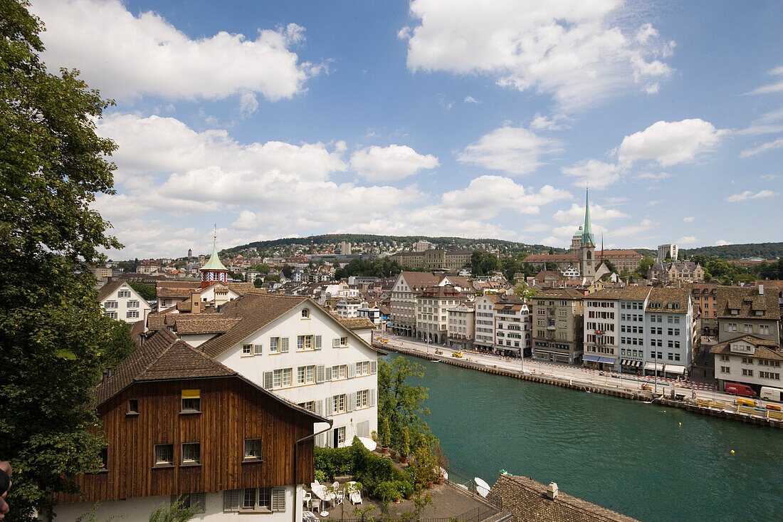 View over Zurich, Lindenhof, Zurich, Canton Zurich, Switzerland