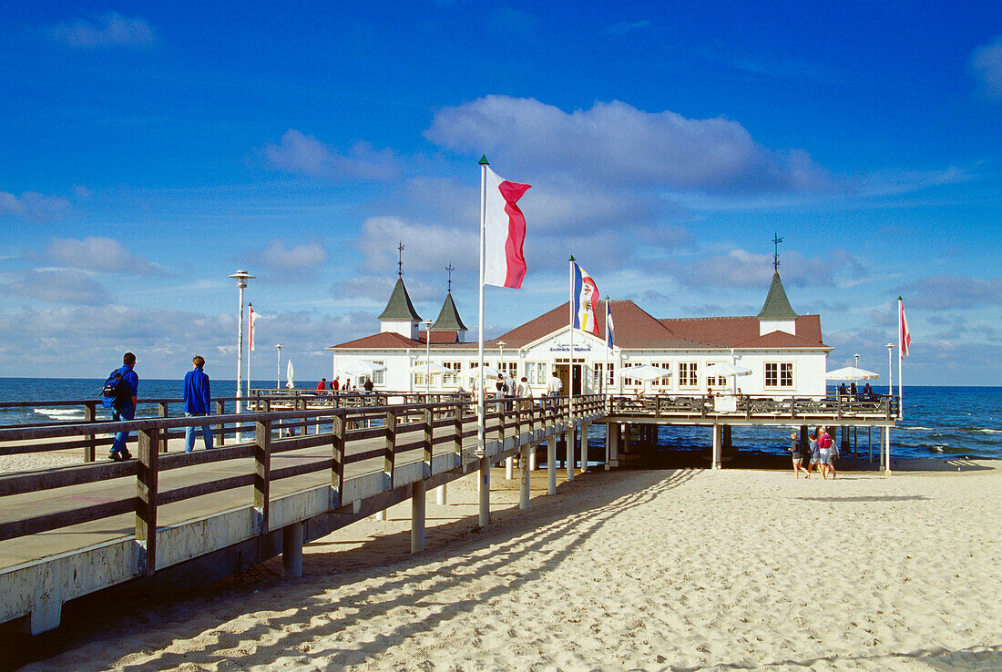 View of Ahlbeck pier, Usedom, Mecklenburg-Western Pomerania, Germany, Europe
