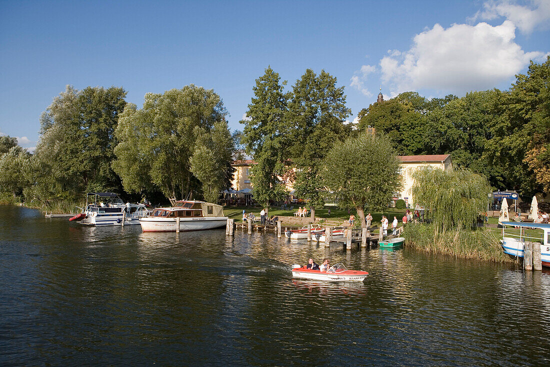 Pleasure Boats on Lake Mirow, Mirow, Mecklenburg Lake District, Mecklenburg Western Pomerania, Germany
