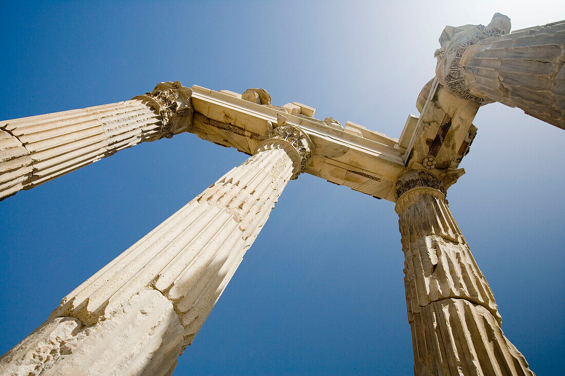 Columns from the Temple of Trajan, Acropolis, Ancient Pergamum, Bergama, Turkey