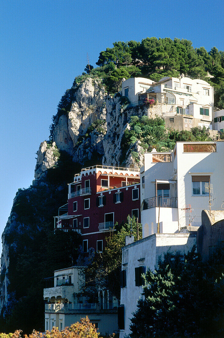 Residential Houses set in the rocks, Capri, Campania, Italy, Europe