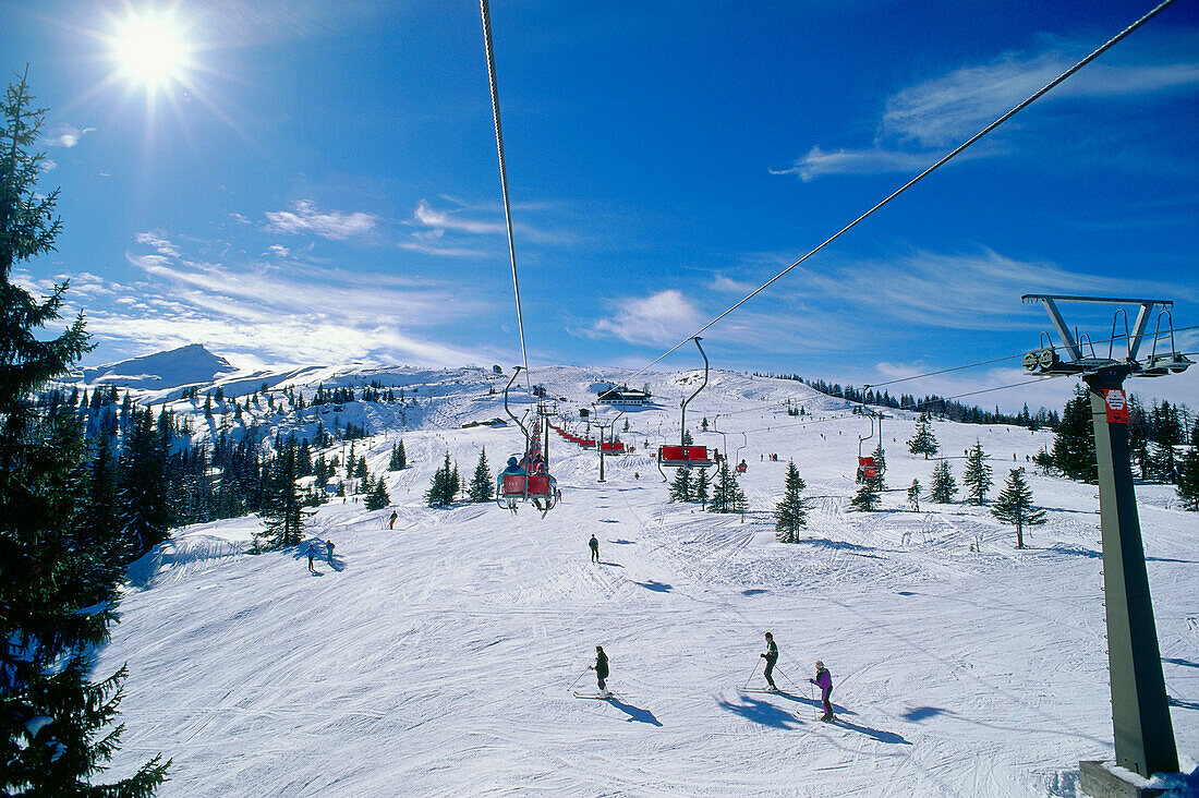 People skiing at Sportwelt Amade, Salzburger Land, Austria, Europe
