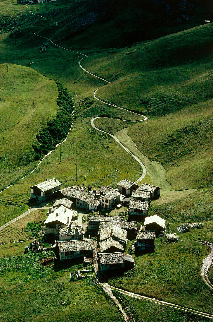 A mountain village, Engadin, Switzerland, Europe