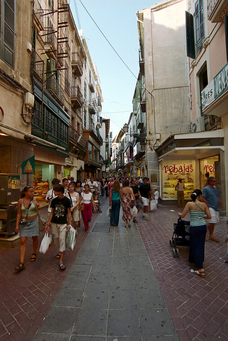 People shopping in Palma, Majorca, Spain