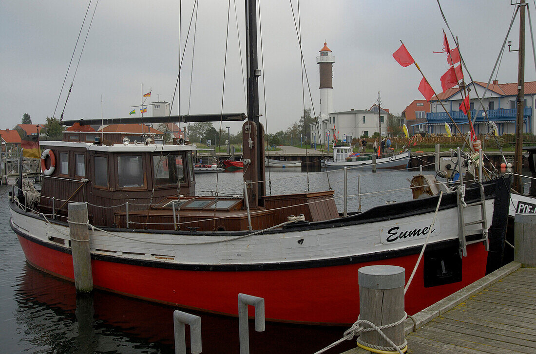 Fishing boats are moored at Timmendorf harbour, Poel Island,  Mecklenburg-Western Pomerania, Germany, Europe