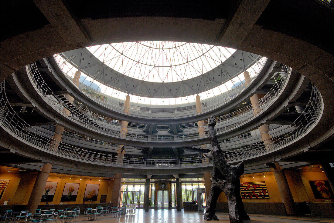 Innenansicht der Eingangshalle der Deutschen Bank, Kirchberg, Luxemburg, Luxemburg, Europa