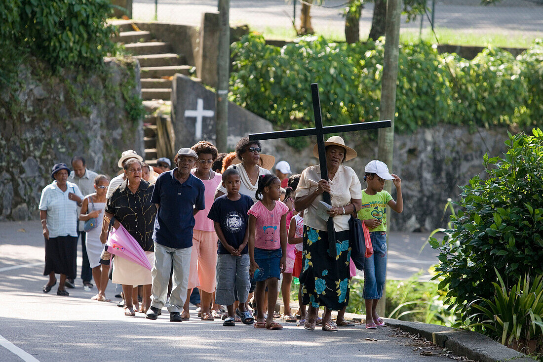 Palmsonntag Prozession, Victoria, Mahe Island, Seychellen