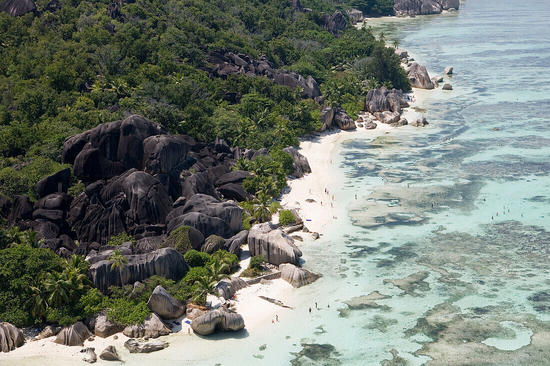 Aerial Photo of Anse Source D'Argent Beach,La Digue Island, Seychelles