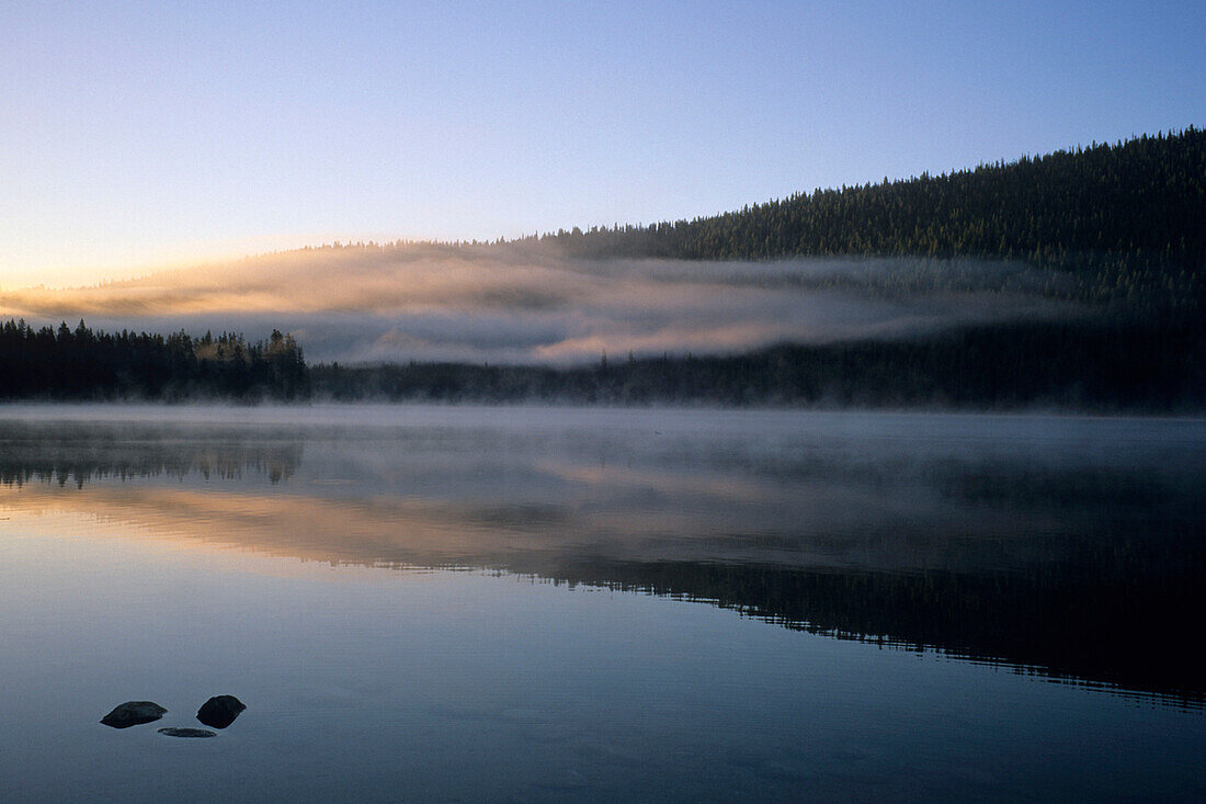 Lifitng Fog at Stanley Lake,Sawtooth Mountains, near Stanley, Idaho, USA
