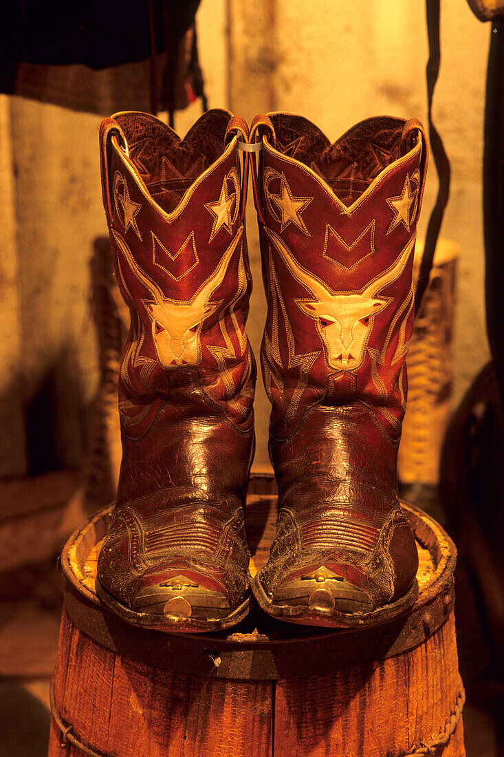 Longhorn Cowboy Stiefel, Buckhorn Saloon & Museum, San Antonio, Texas, USA
