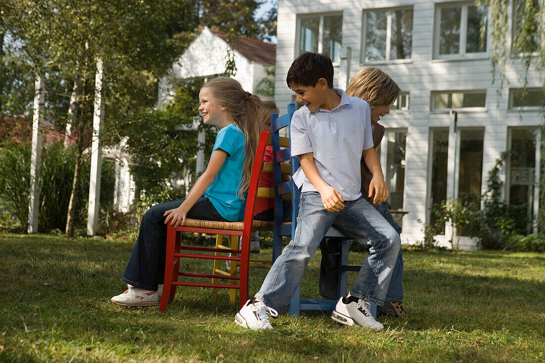 Children playing Musical Chairs, children's birthday party