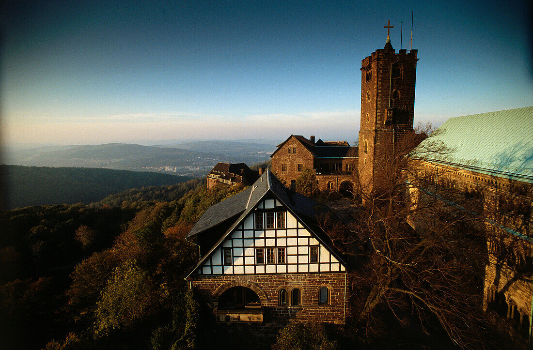 Blick auf die Wartburg, Eisenach, Thüringen, Deutschland
