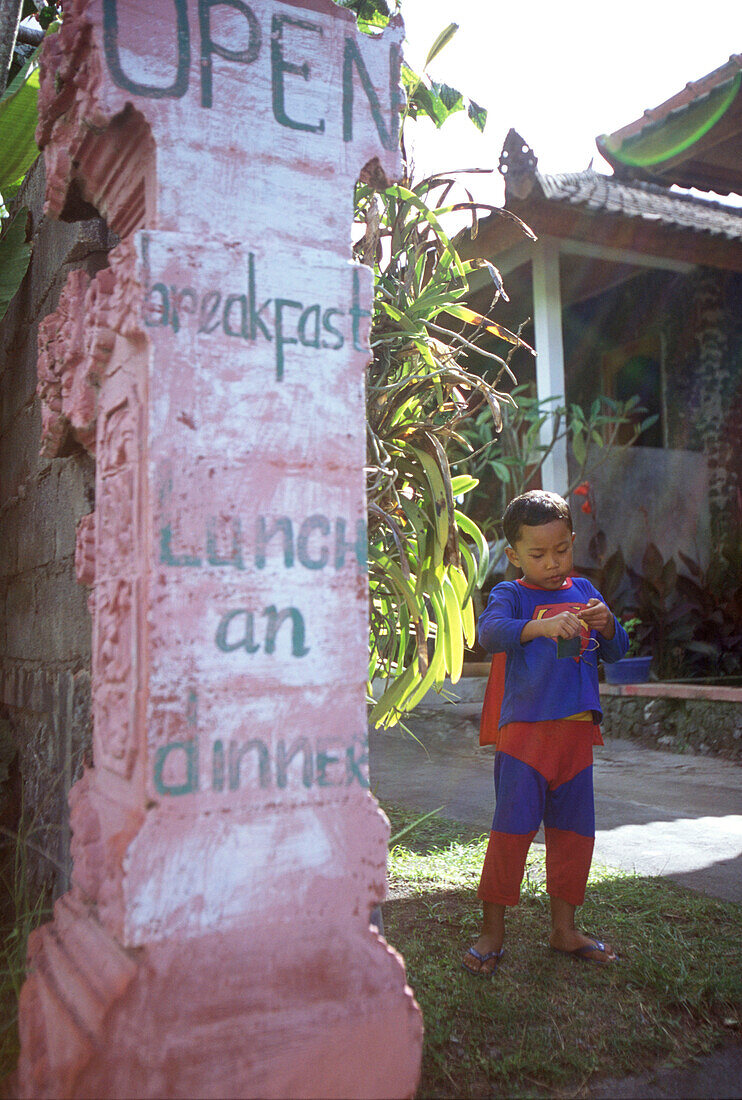 superman, young boy, bali, indonesia