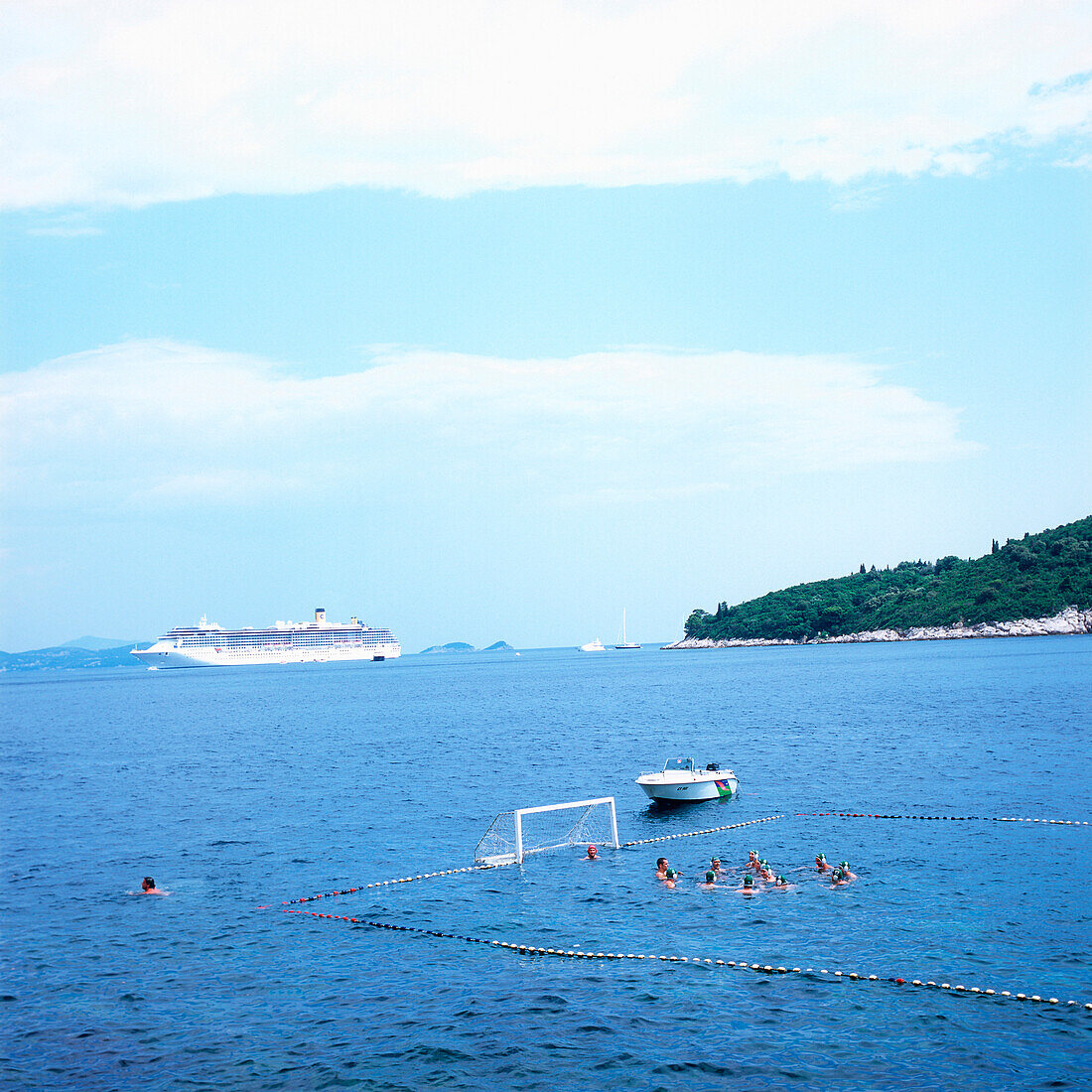 Water polo match in the Adriatic Sea, Dubrovnik, Dalmatia, Croatia