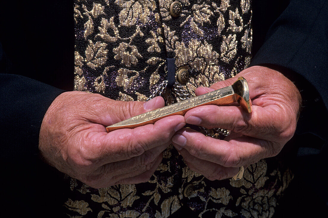 Golden Spike Replica, Golden Spike National Historic Site, to commemorate the first transcontinental railroad, near Brigham City, Utah, USA