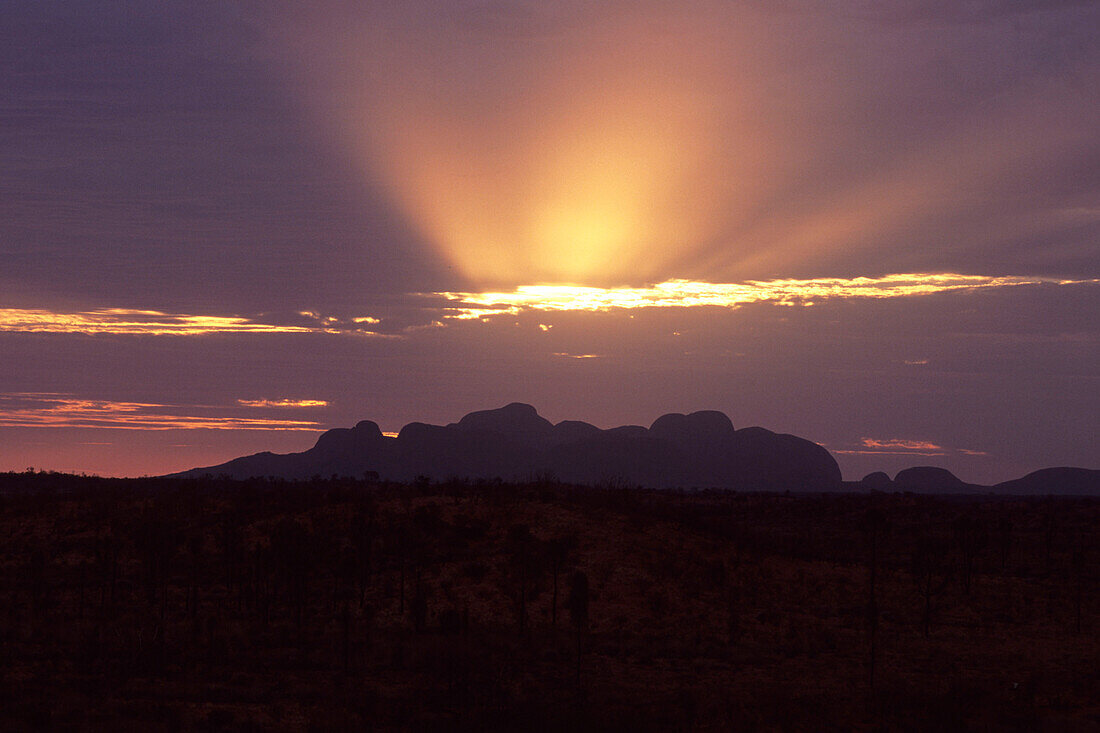 Halo Sunset over Kata-Tjuta, The Olgas, Uluru-Kata Tjuta National Park, Northern Territory, Australia