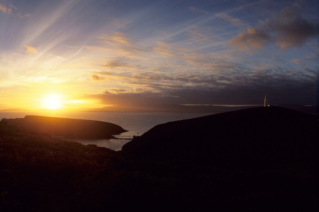 South Bruny Leuchtturm bei Sonnenuntergang, South Bruny Island, Tasmanien, Australien