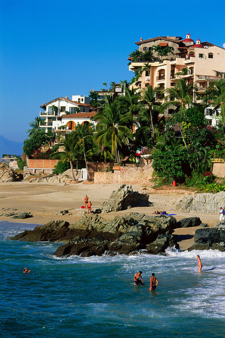 Hotel and beach, Playa Conchas Chinas, Puerto Vallarta, Mexico