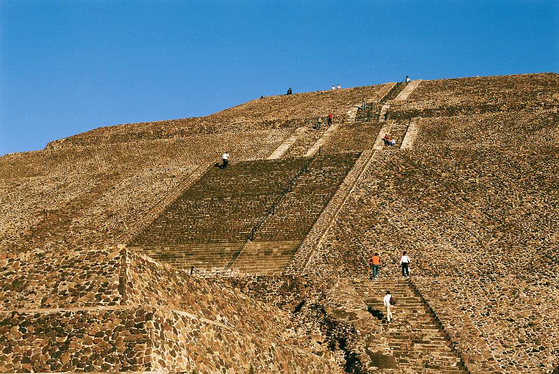 Tourists at a pyramid, Mexico City, Mexico