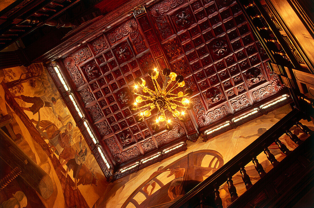 Ornamented wooden ceiling, Santa Cruz de La Palma, Canary Islands, Spain