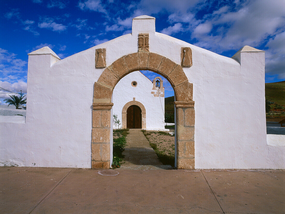 Eingang zur Kirche, Agua de Bueyes, Fuerteventura, Kanarische Inseln, Spanien