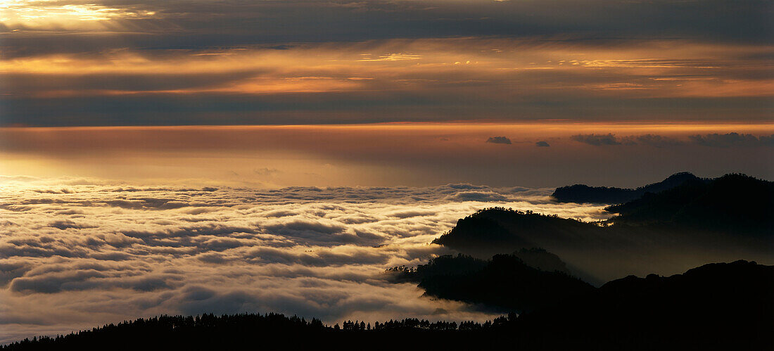 Berge bei Mogan über Wolkenmeer, Pico de las Nieves, Gran Canaria, Kanarische Inseln, Spanien, Europa