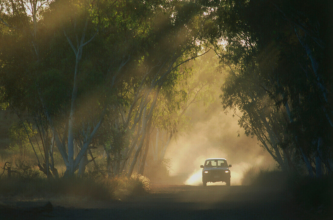 Jeep on dirt road near Old Halls Creek, Kimberley, Western Australia