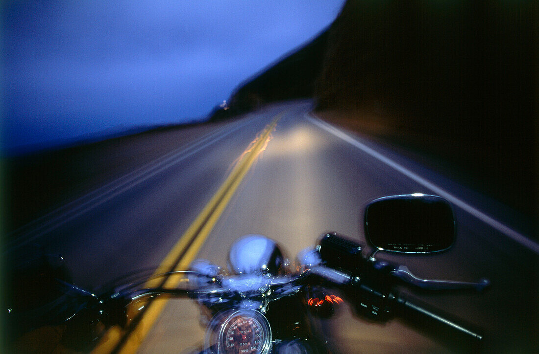 Harley Davidson, Highway 1, coast road near Big Sur, California, USA