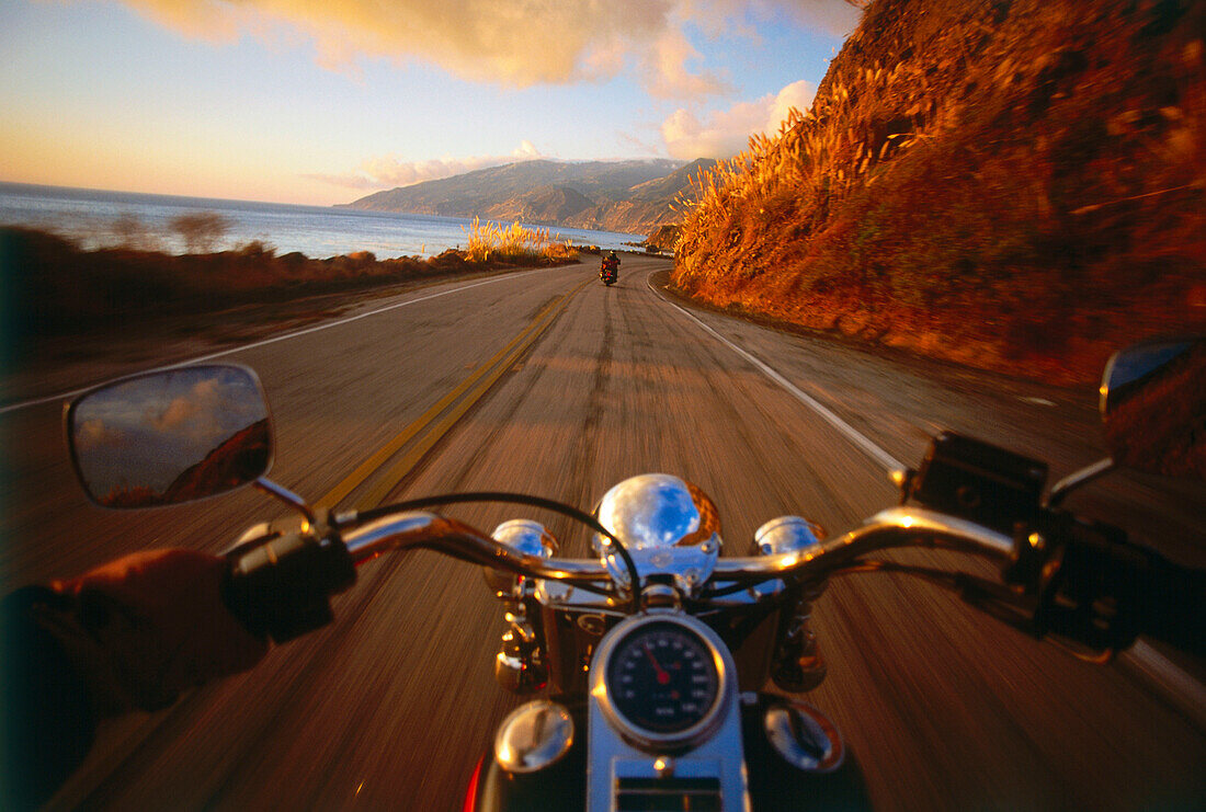 Auf der Harley, Highway 1, Big Sur, Kalifornien, USA