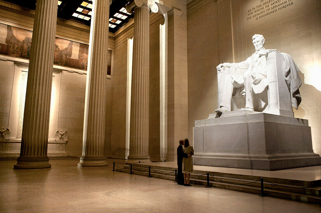 Ein Statue von President Abraham Lincoln, Lincoln Memorial, Washington DC, Vereinigte Staaten von Amerika, USA