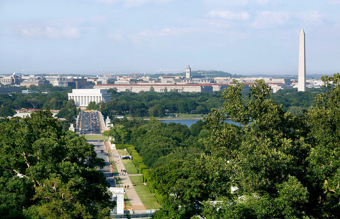 View of the town Washington DC with Washington monument, America, USA