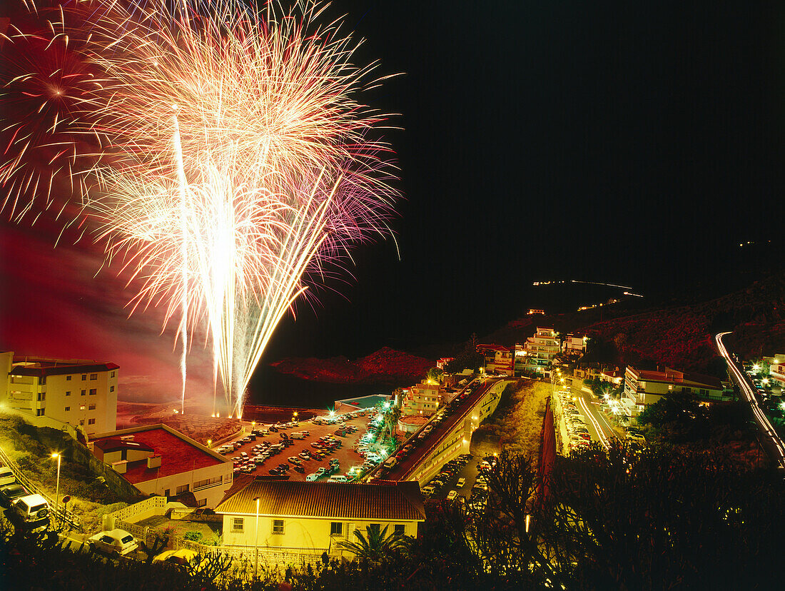 Feuerwerk, Mesa de Mar, Teneriffa, Kanarische Inseln, Spanien