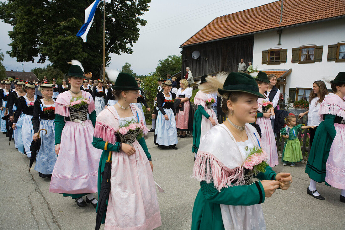 Procession in Tradional Costumes, Konigsdorf, Upper Bavaria, Germany