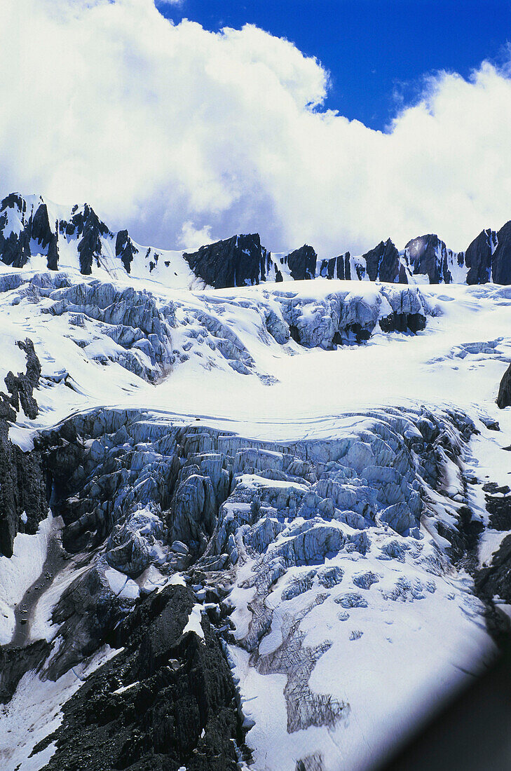 View of Franz Josef Glacier, west coast, South Island, New Zealand