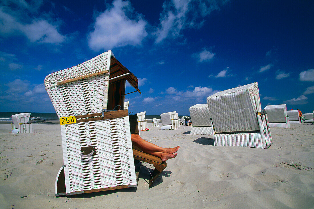 Hooded beach chair, Wangerooge, East Frisia, Germany