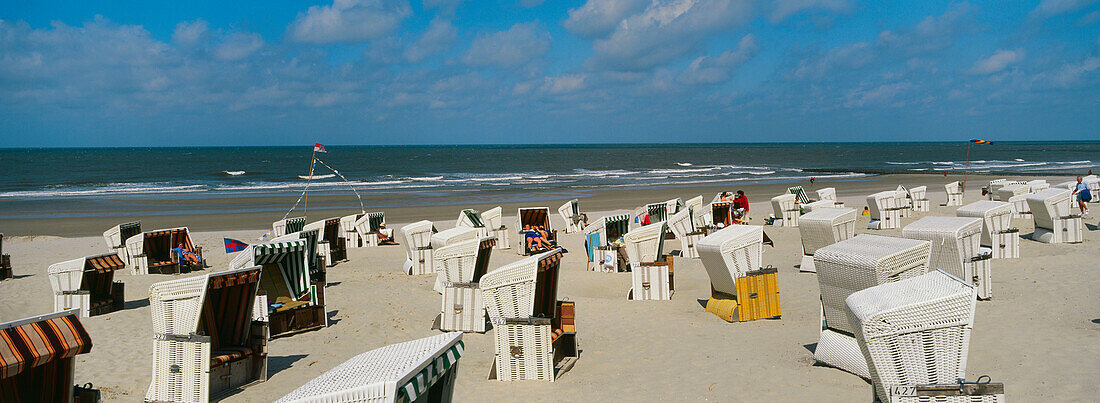 Beach chair, Wangerooge, East Frisian Island, Lower Saxony, North Sea, Germany, Europe