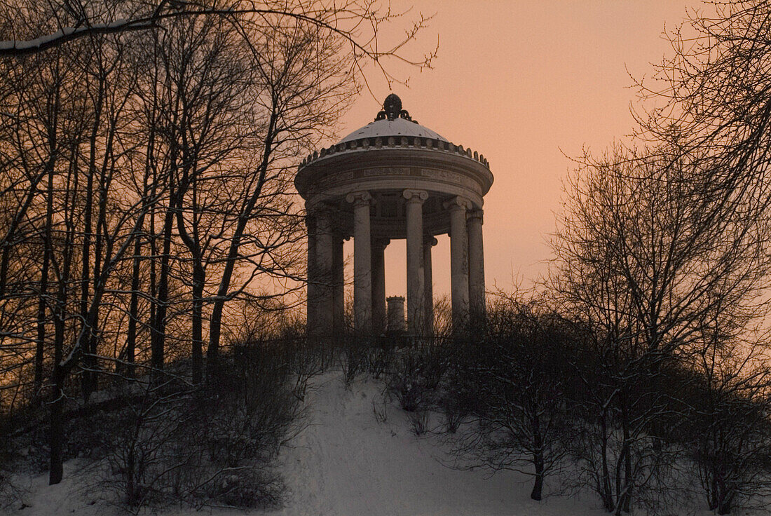 Monopteros in winter, English Garden, Munich, Bavaria, Germany