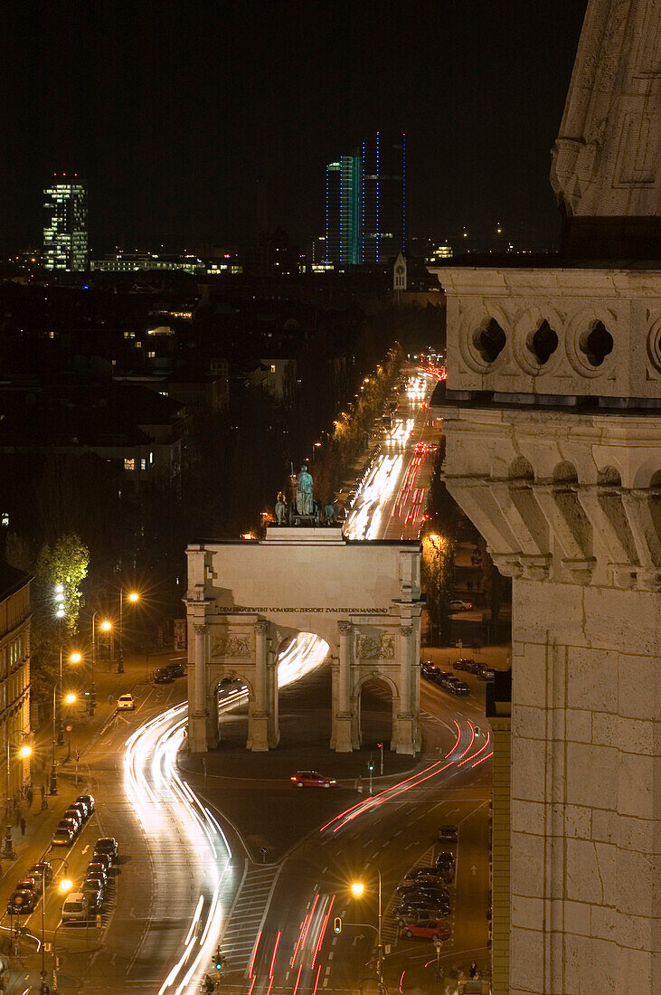 Siegestor von oben, Eingang zu Schwabing, Muenchen, München, Bayern, Deutschland