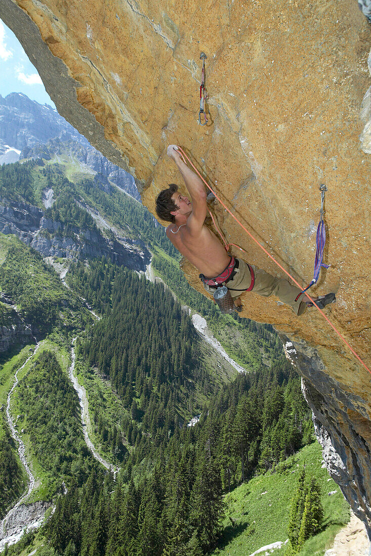 Man, Climber, Overhang, Gimmelwald, Lauterbrunnen, Switzerland