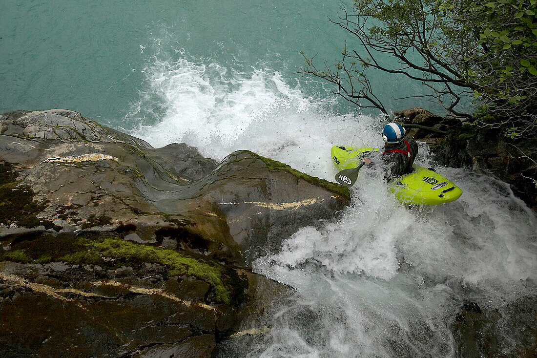 Man, Kajaker, Creek, Wildwater, Waterfall, Interlaken, Grisons, Switzerland