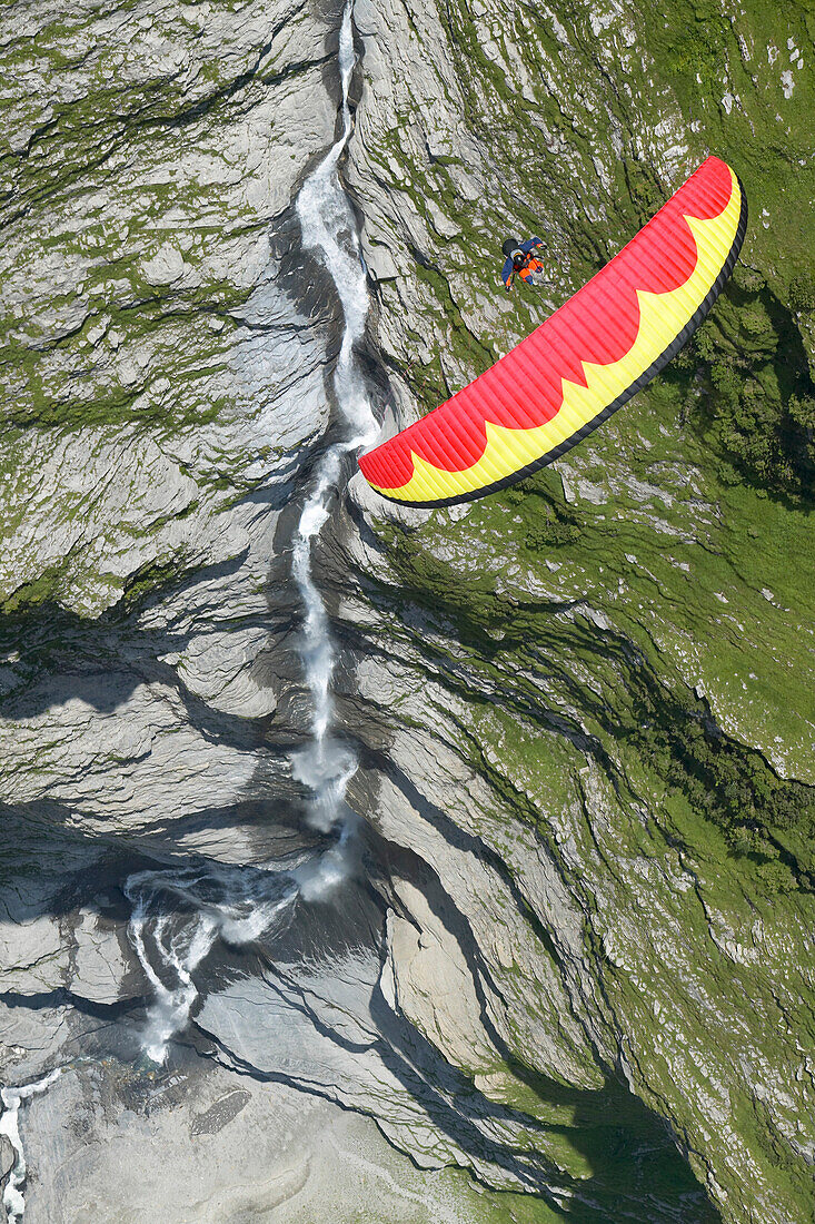 Man paragliding, Interlaken, Canton Bern, Switzerland