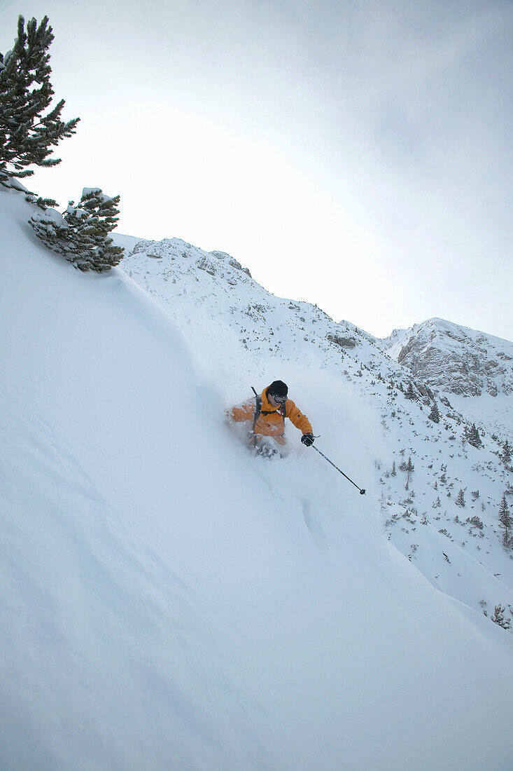 Skier, Valley, Ross Hut, Tyrol, Austria