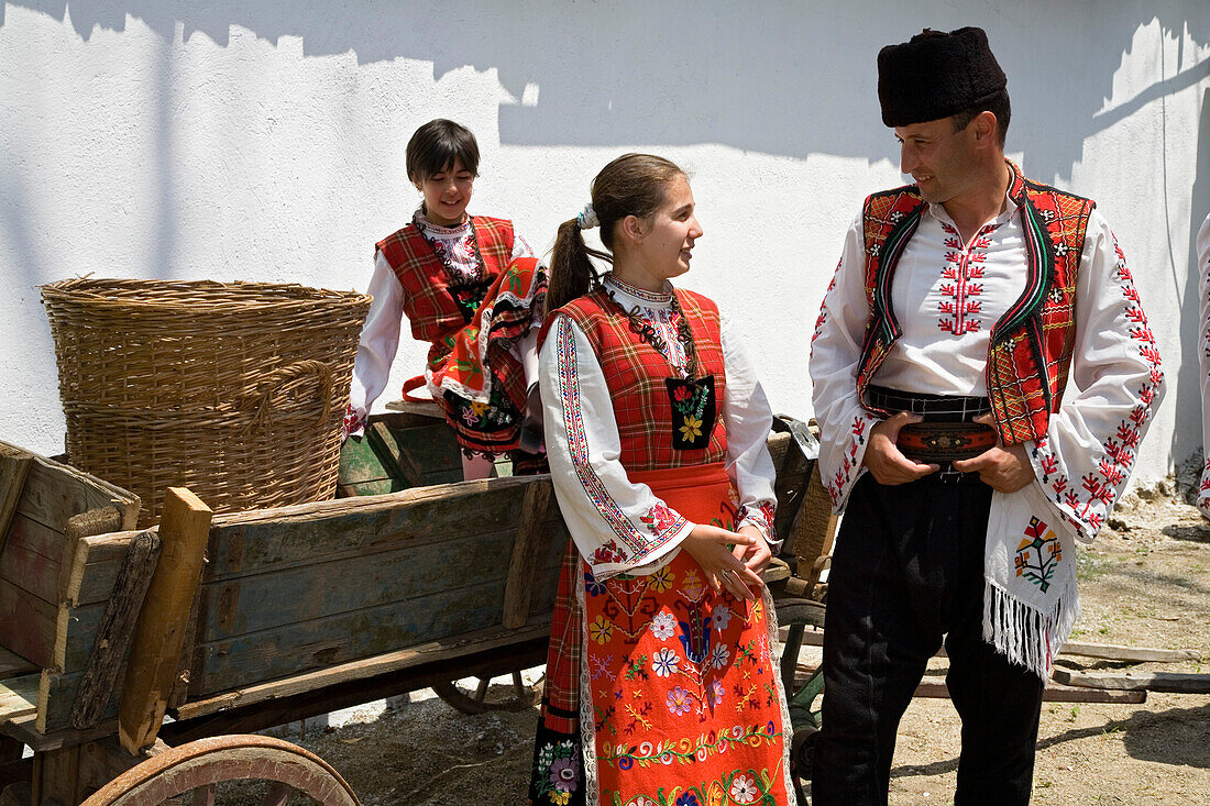 People in traditional costumes at Rose Festival, Karlovo, Bulgaria, Europe
